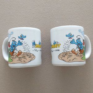 Set of 2 Smurfs mugs - European edition - 1998, excellent condition